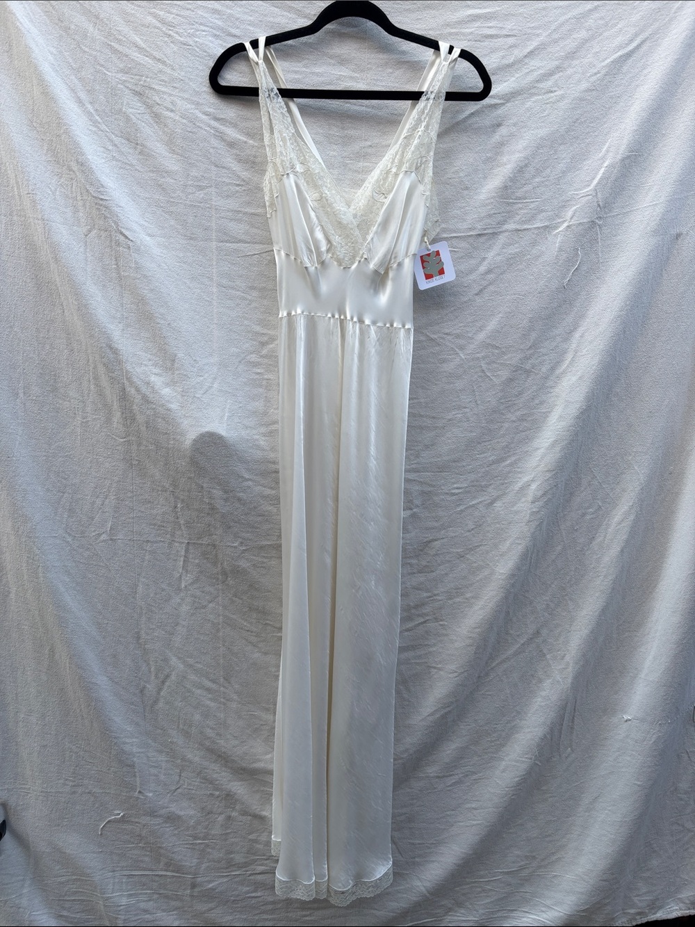 1940s Lace-Trim Ivory Slip Dress